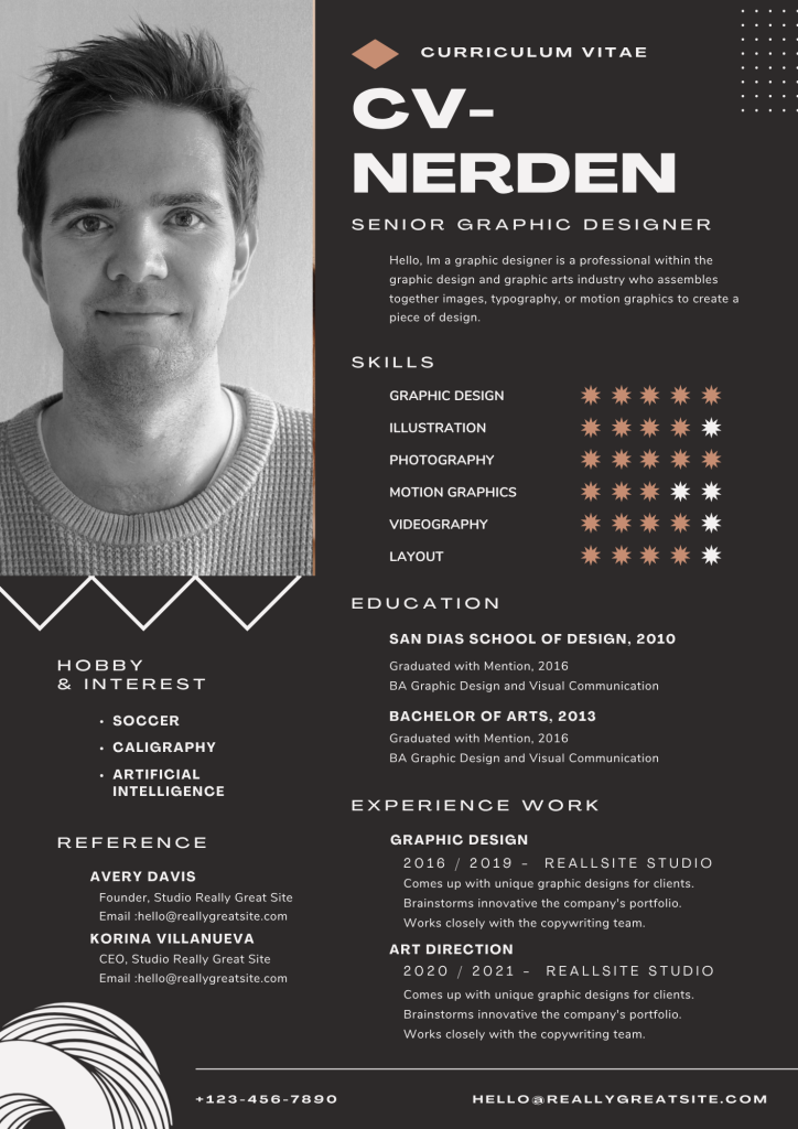 CV som viser komplisert design, alt for komplisert.